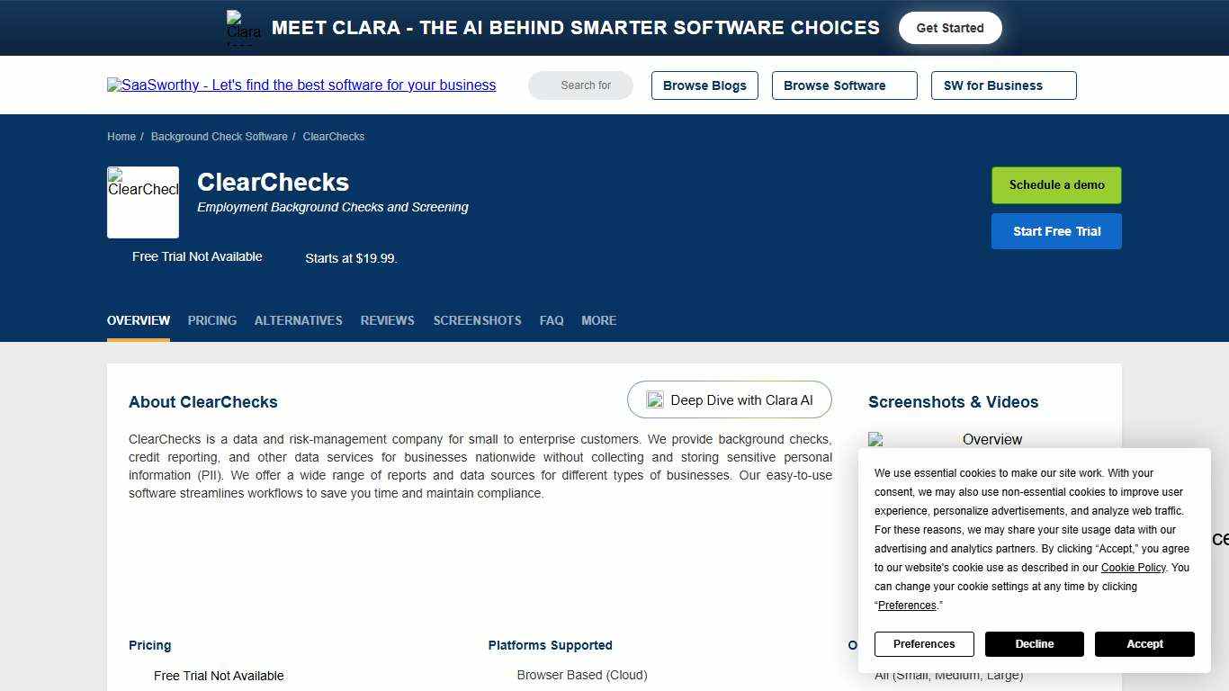 ClearChecks - Features & Pricing (January 2026)