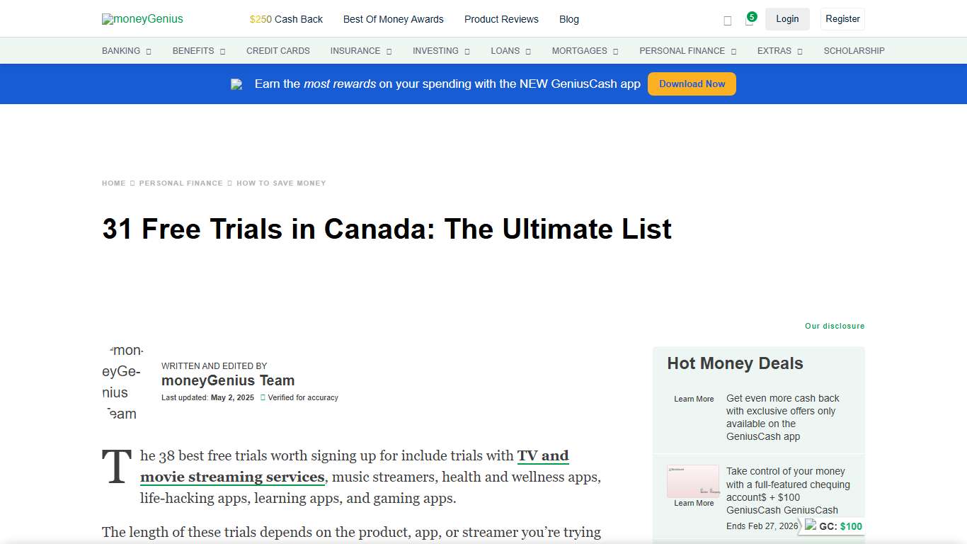 31 Free Trials in Canada: The Ultimate List moneyGenius